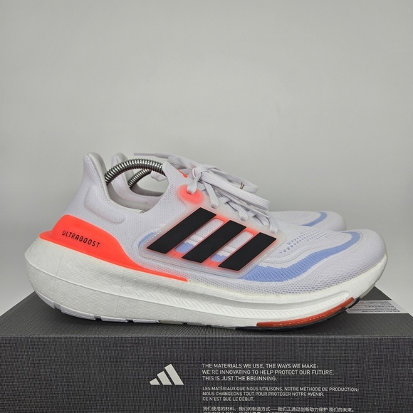 New adidas Ultra Boost Light HQ6351 White Black Solar Red Men’s Shoes Size 9 - Picture 3 of 8